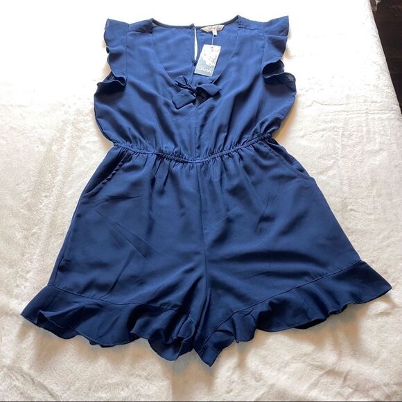 Blush Dark Blue Romper Size Large New With Tags - Picture 1 of 12